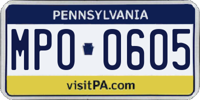 PA license plate MPO0605