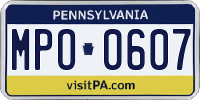 PA license plate MPO0607