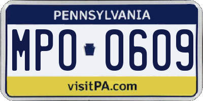 PA license plate MPO0609