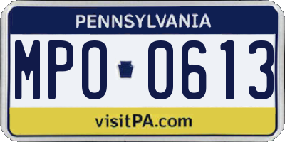 PA license plate MPO0613