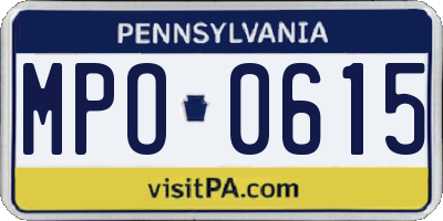 PA license plate MPO0615