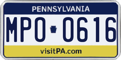PA license plate MPO0616