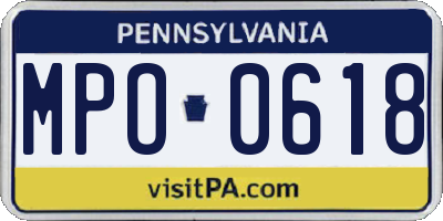 PA license plate MPO0618