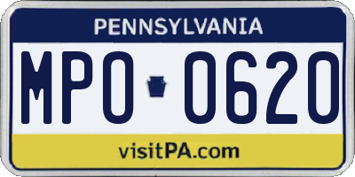 PA license plate MPO0620