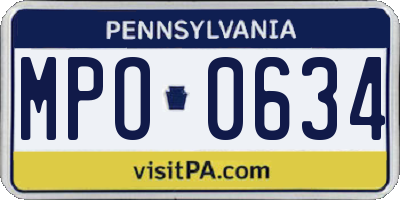 PA license plate MPO0634