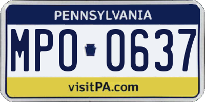 PA license plate MPO0637