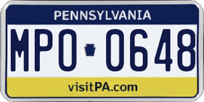 PA license plate MPO0648