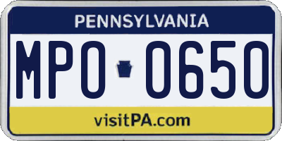 PA license plate MPO0650