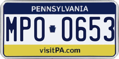 PA license plate MPO0653