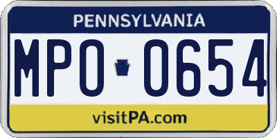 PA license plate MPO0654