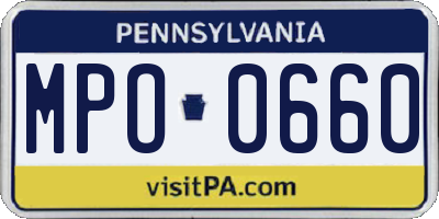 PA license plate MPO0660