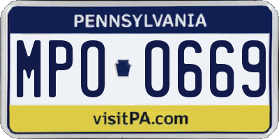 PA license plate MPO0669