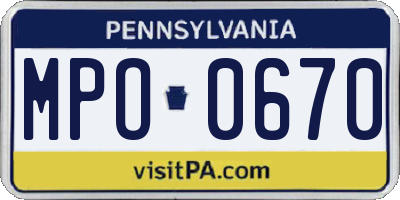 PA license plate MPO0670