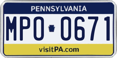 PA license plate MPO0671
