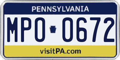 PA license plate MPO0672