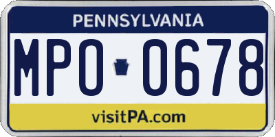 PA license plate MPO0678