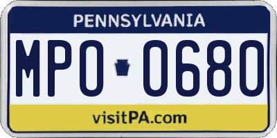 PA license plate MPO0680