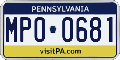 PA license plate MPO0681