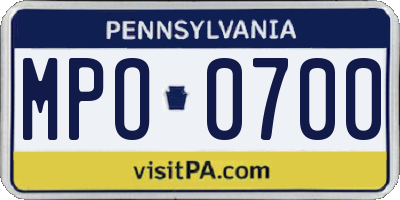 PA license plate MPO0700