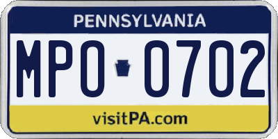 PA license plate MPO0702