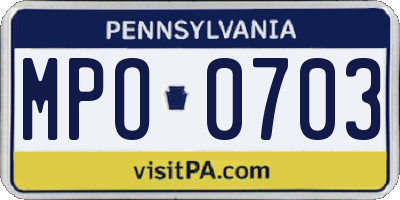 PA license plate MPO0703