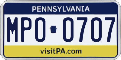 PA license plate MPO0707
