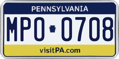 PA license plate MPO0708