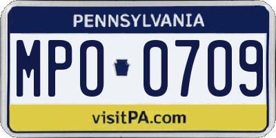 PA license plate MPO0709