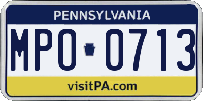 PA license plate MPO0713
