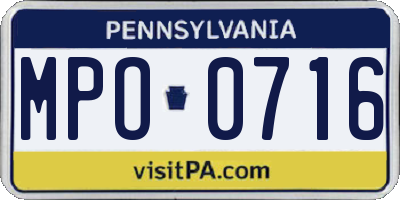 PA license plate MPO0716