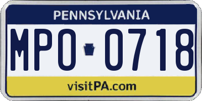 PA license plate MPO0718