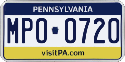 PA license plate MPO0720