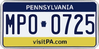 PA license plate MPO0725