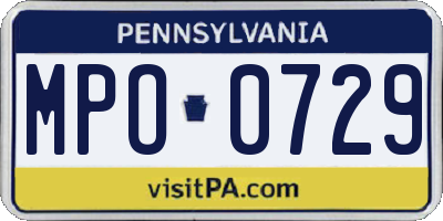 PA license plate MPO0729