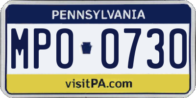 PA license plate MPO0730