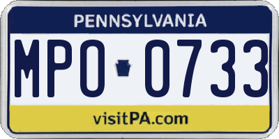 PA license plate MPO0733