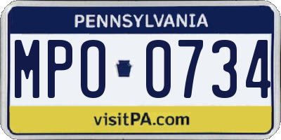 PA license plate MPO0734