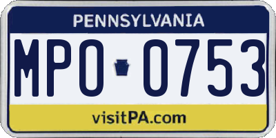 PA license plate MPO0753