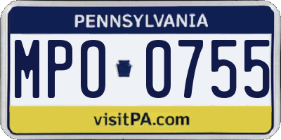 PA license plate MPO0755