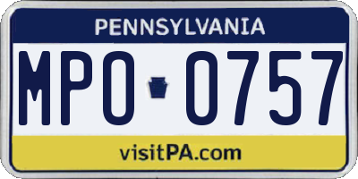PA license plate MPO0757