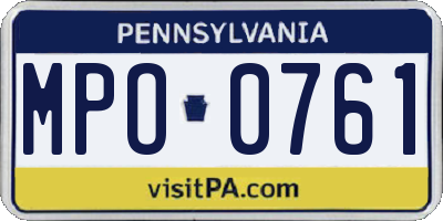 PA license plate MPO0761