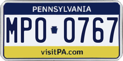 PA license plate MPO0767