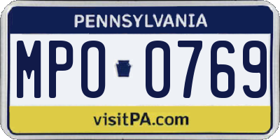 PA license plate MPO0769