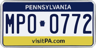 PA license plate MPO0772