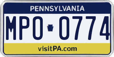 PA license plate MPO0774