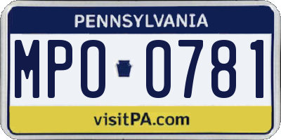 PA license plate MPO0781