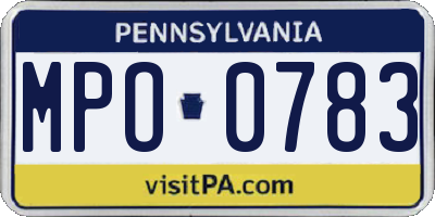 PA license plate MPO0783