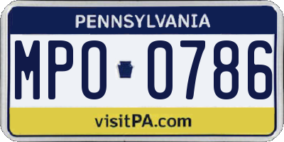 PA license plate MPO0786