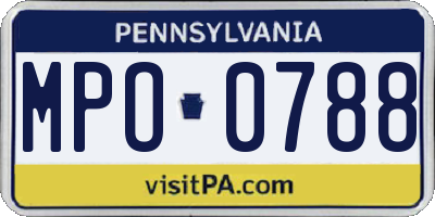PA license plate MPO0788
