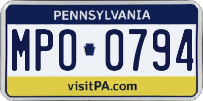 PA license plate MPO0794
